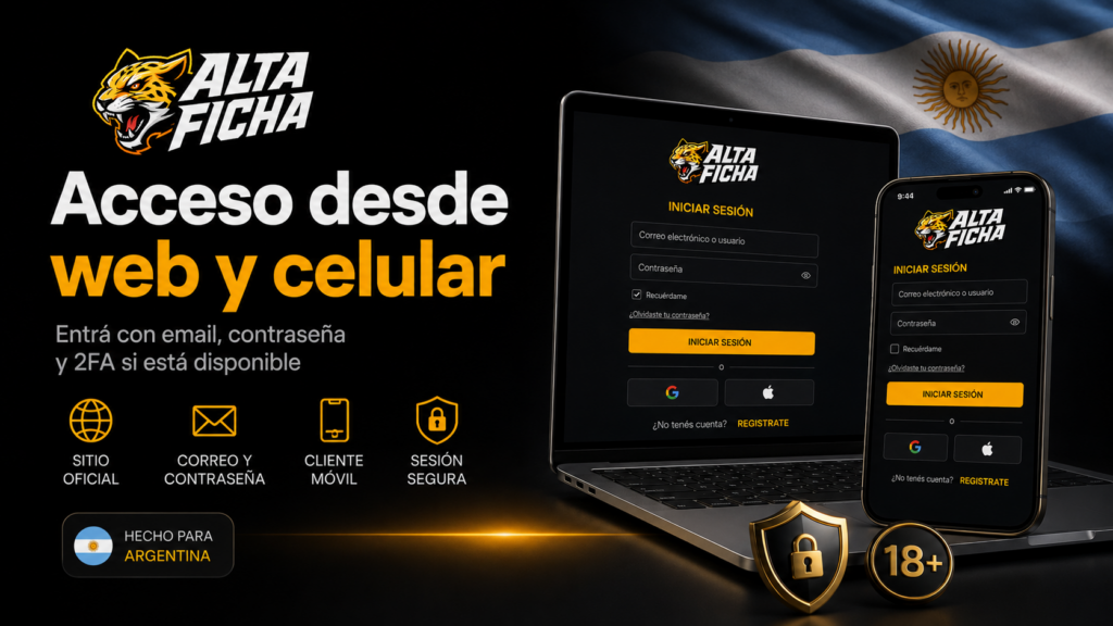 Inicio de sesión en Altaficha desde una computadora y un teléfono móvil