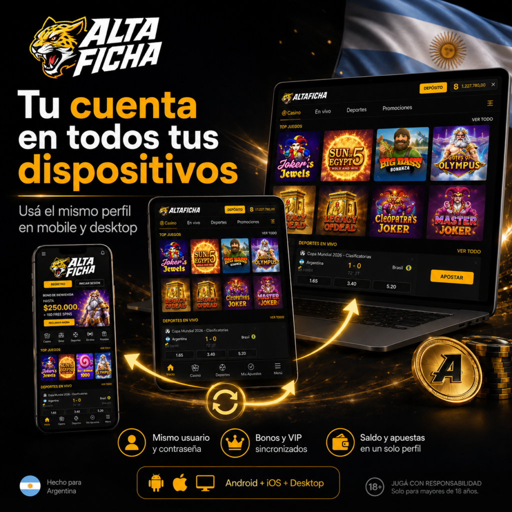Uso de la misma cuenta de Altaficha en celular, tablet y computadora