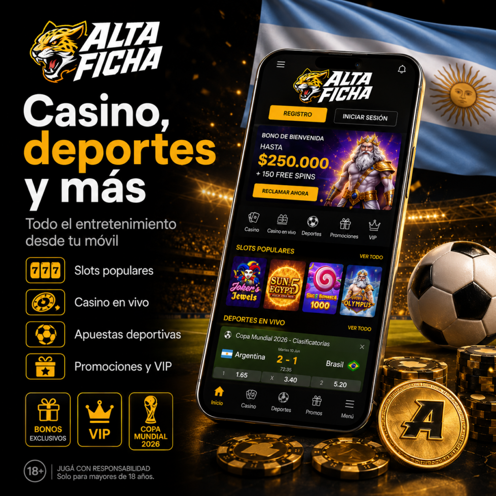 Casino, tragamonedas, apuestas deportivas y promociones en la app móvil de Altaficha