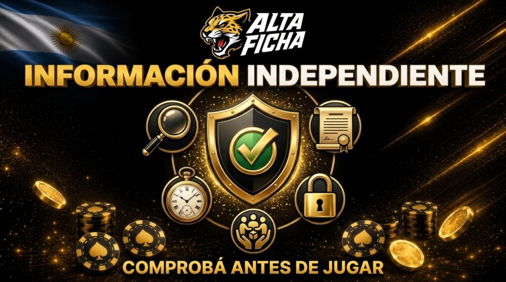 Banner de información independiente de Altaficha con logo oficial, escudo verificado, documentos y juego responsable