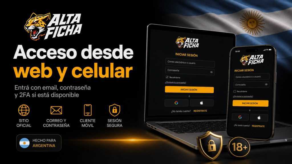Inicio de sesión en Altaficha desde una computadora y un teléfono móvil